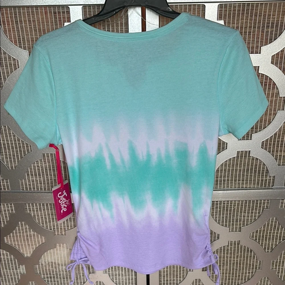 NWT kids Justice Purple and Blue Tie Front Fitted Tee